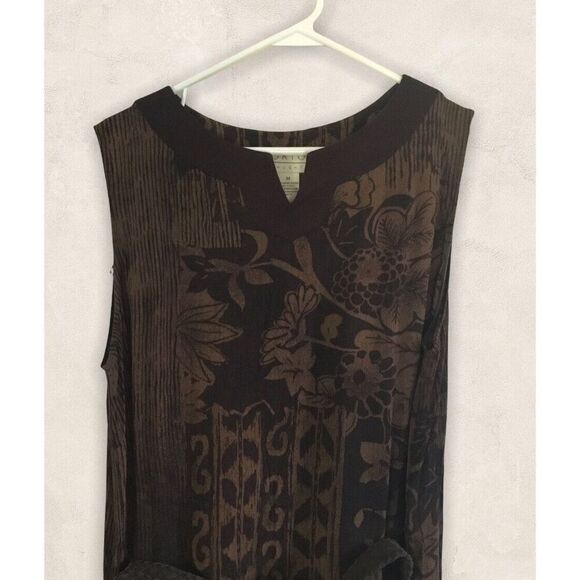 Vtg Norton McNaughton Maxi Dress Brown Floral Pleated Belted Size‎ M - Picture 5 of 13